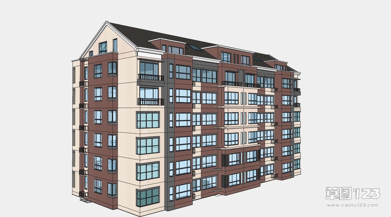 独栋多层住宅楼su模型4.jpg(3)