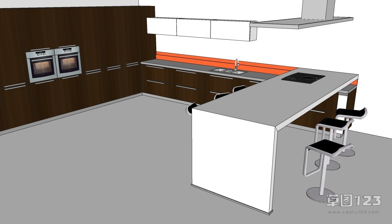 厨房吧台一体su模型2.jpg(2)