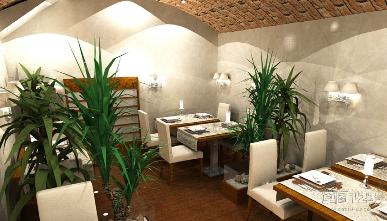 小型西餐厅su模型1.jpg(1)