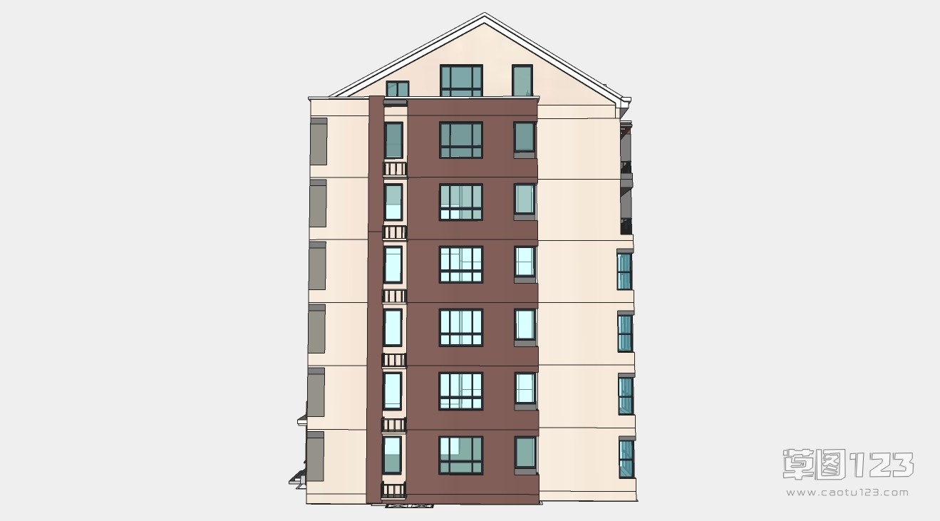 独栋多层住宅楼su模型3.jpg(1)