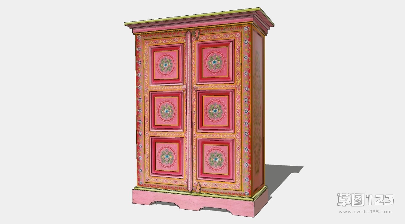 藏式粉色花纹衣柜su模型欧式柜子-087.jpg(1)