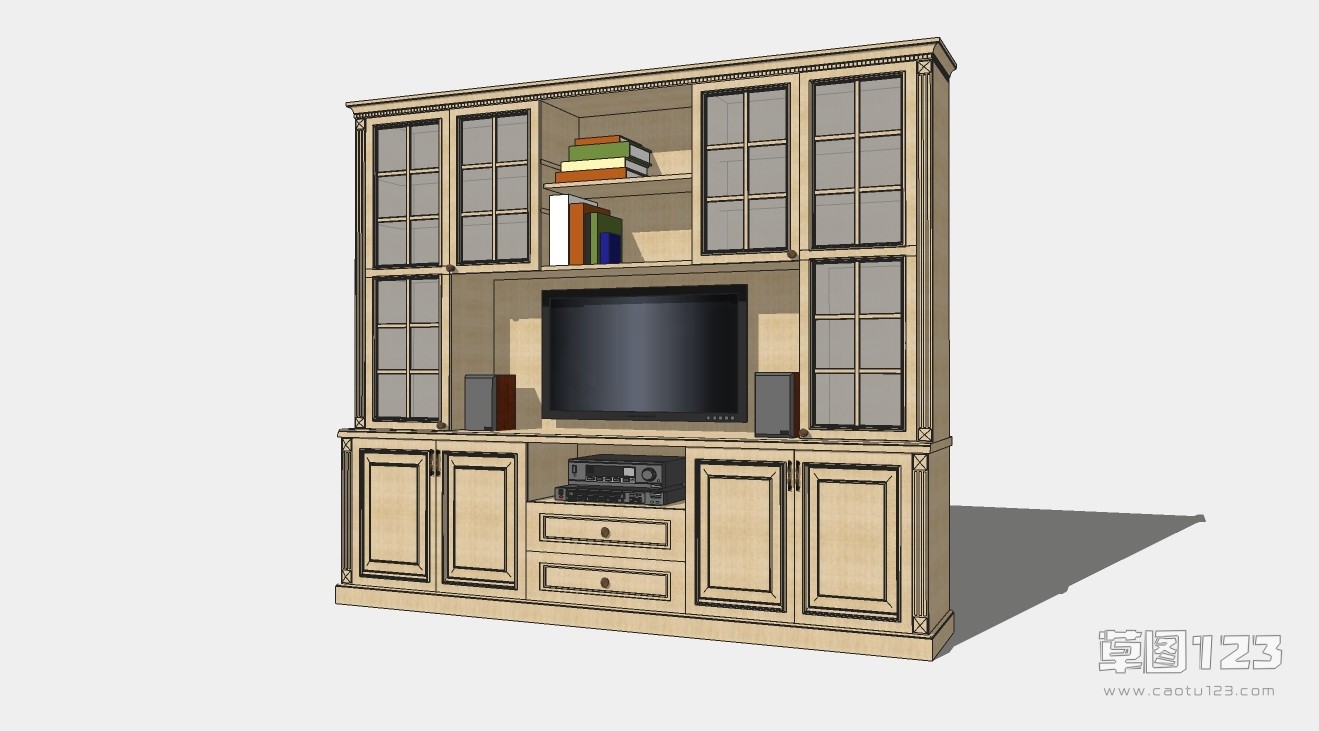 书柜电视柜组合su模型欧式柜子-066.jpg(1)