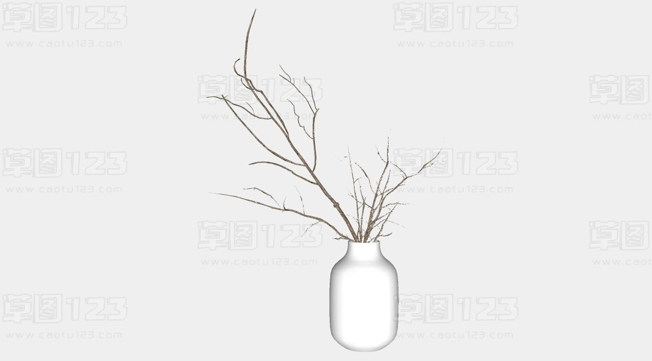 白色花瓶艺术摆件su模型盆栽植物_228 (2).jpg(1)
