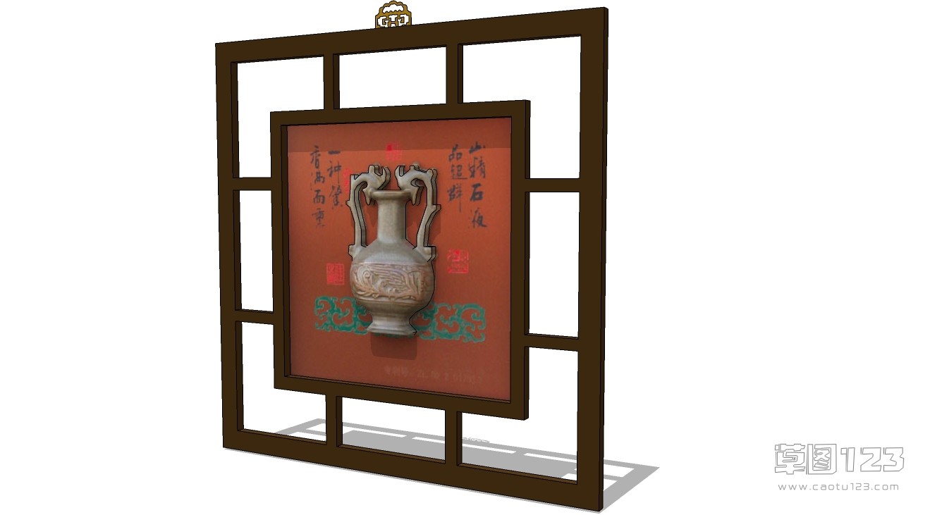 中式墙上壁挂件装饰品su模型唐风 (70).jpg(1)