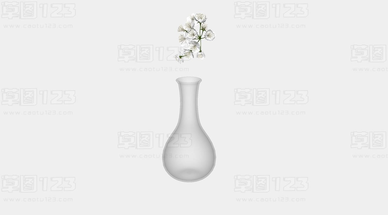 白花玻璃花瓶工艺品su模型盆栽植物_236 (2).jpg(1)