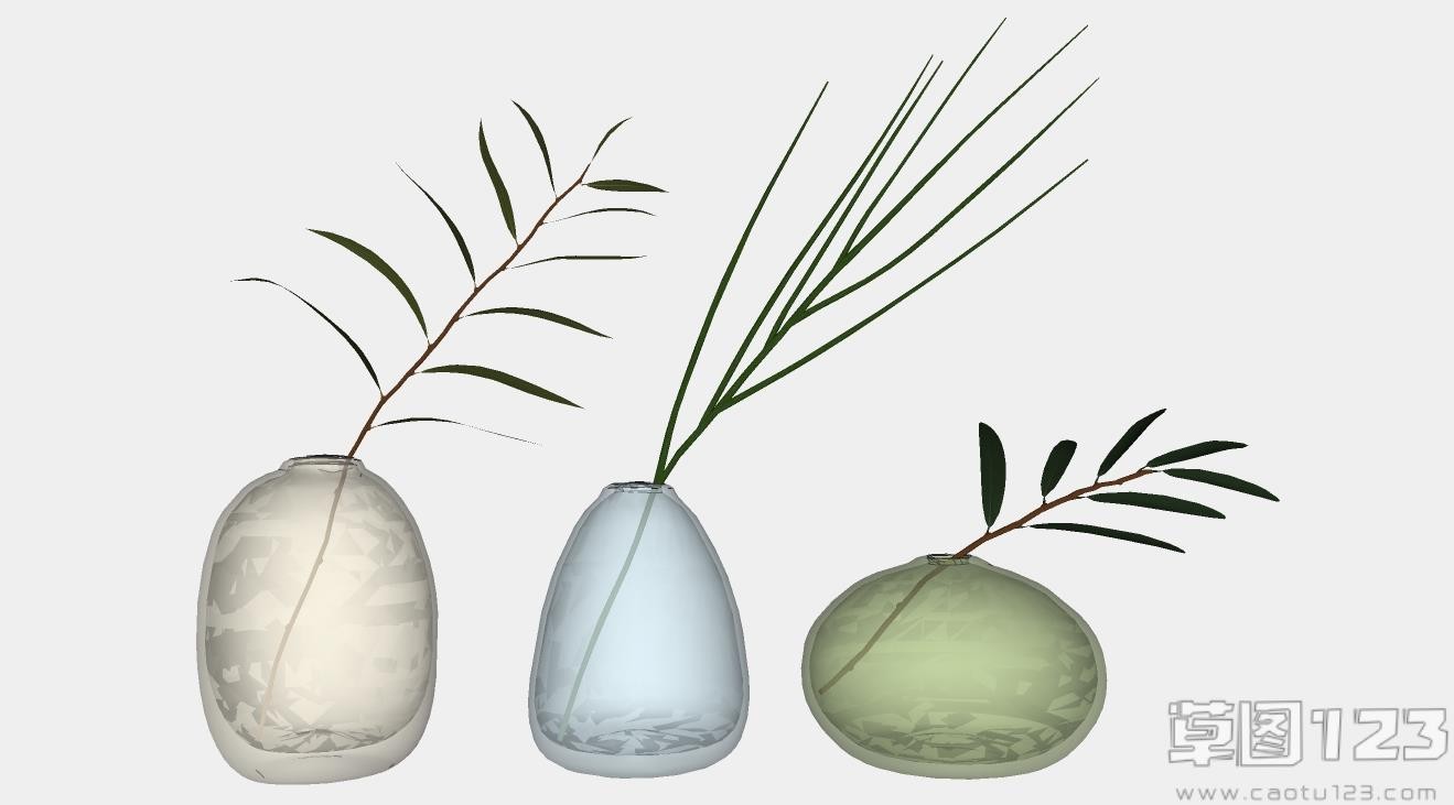 三个花瓶摆件造型su模型盆栽植物_336 (2).jpg(1)
