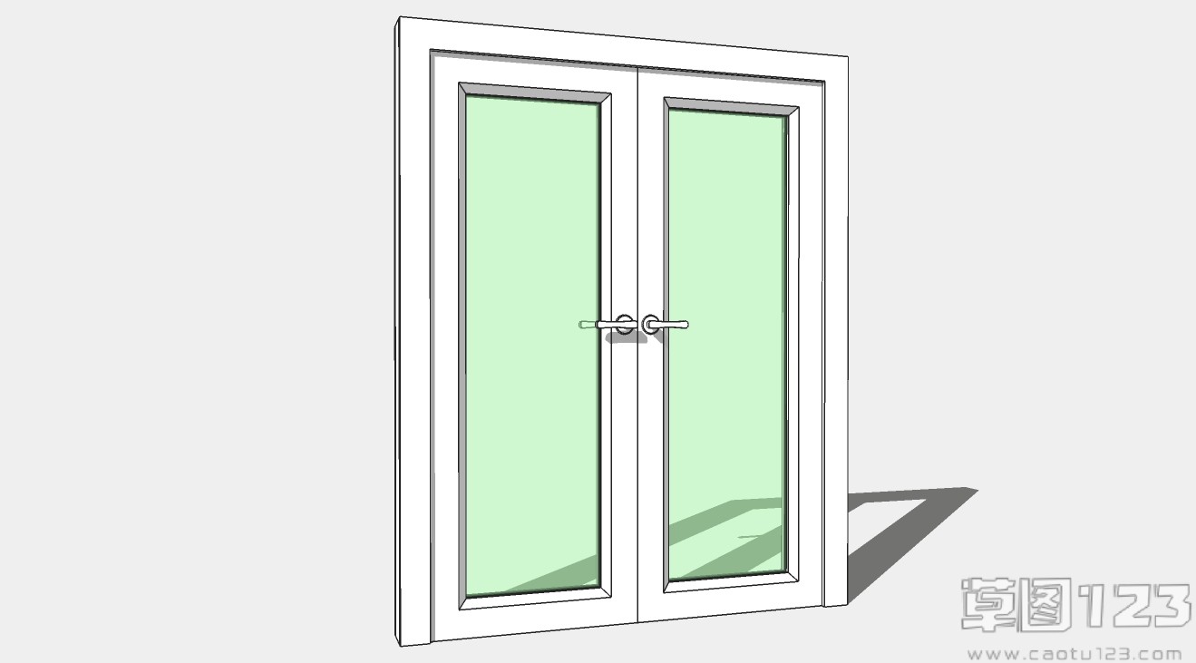 简约木框玻璃门双开门su模型1.jpg(1)