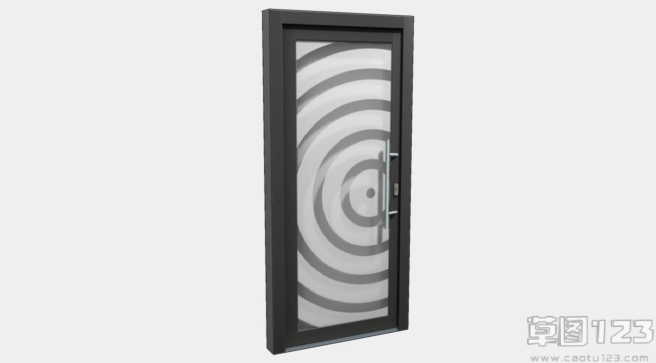 麦田圈半透明造型实木框玻璃门su模型1.jpg(1)
