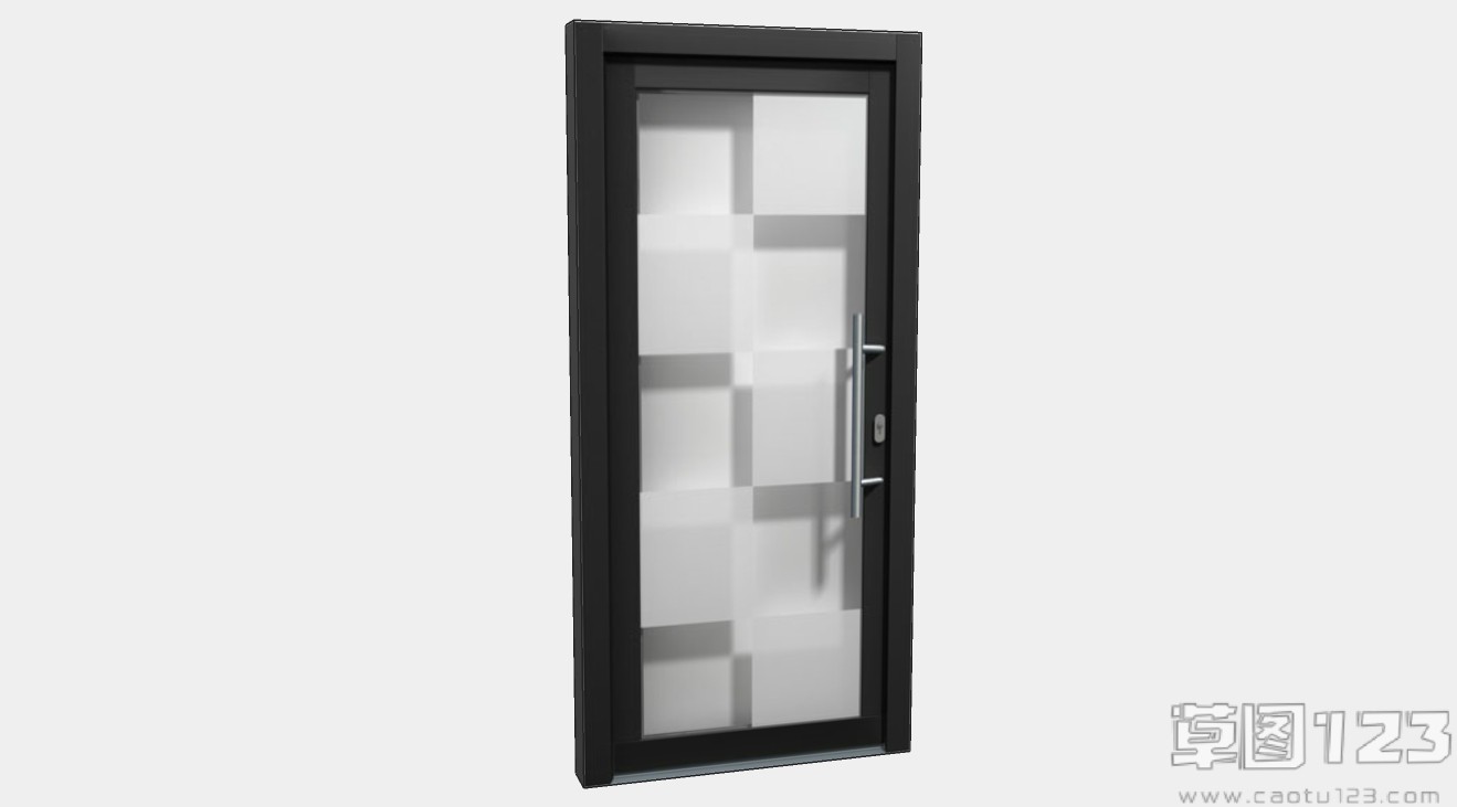简约时尚木框玻璃门卫浴门su模型1.jpg(1)