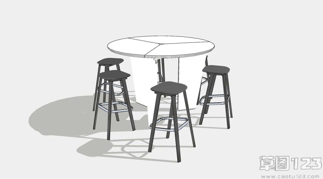 小型办公室高脚椅咖啡桌酒桌su模型1.jpg(1)