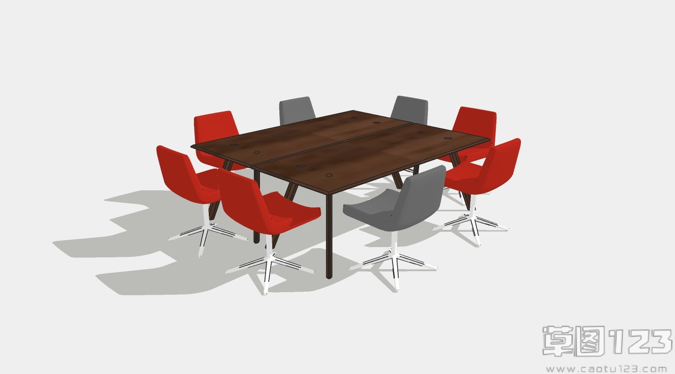 现代简约会议桌椅组合su模型1.jpg(1)