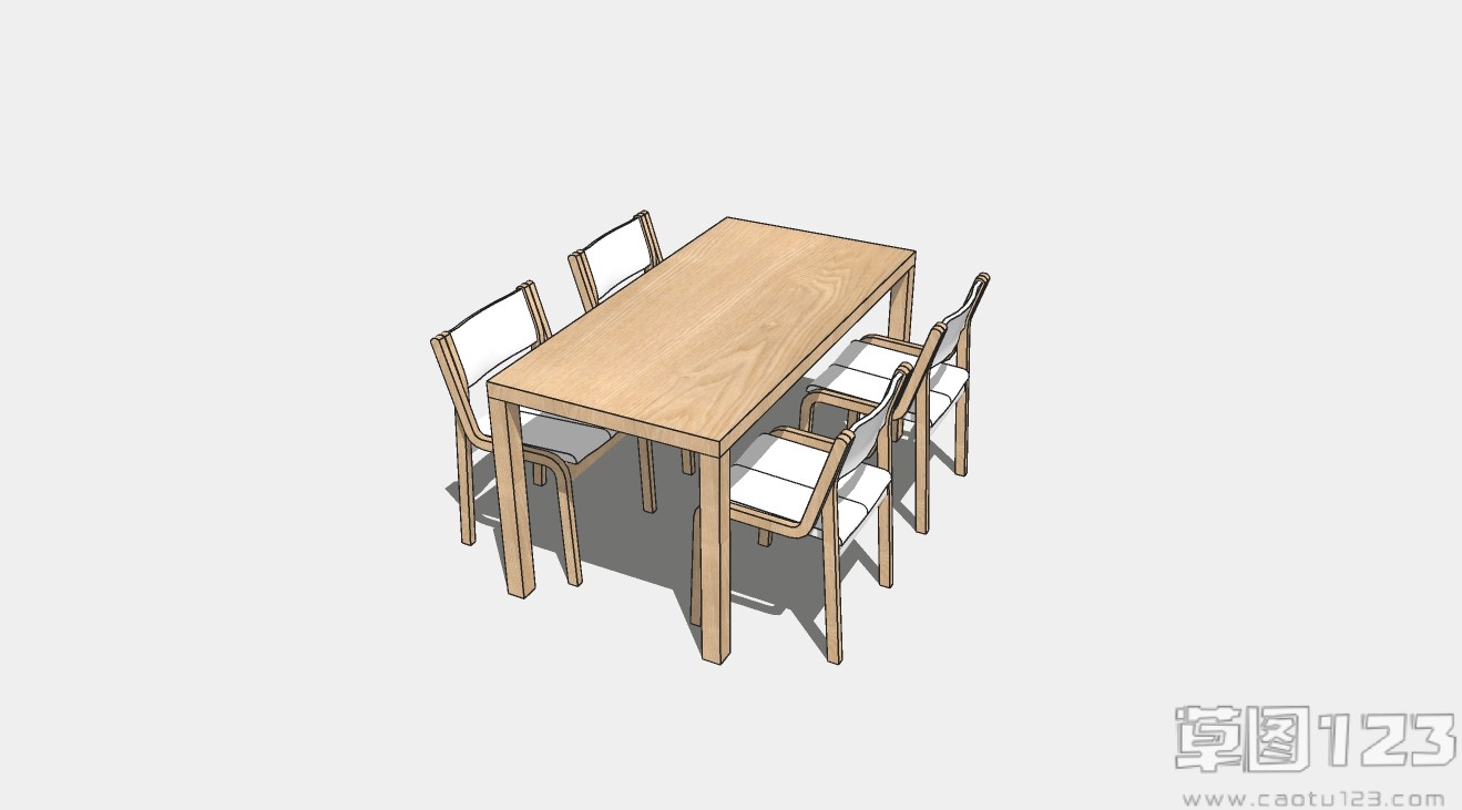 日式餐桌桌椅组合su模型1.jpg(1)
