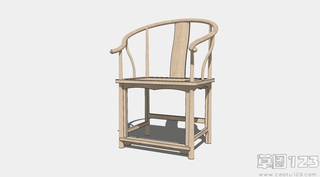 新中式竹椅单人座椅su模型1.jpg(1)