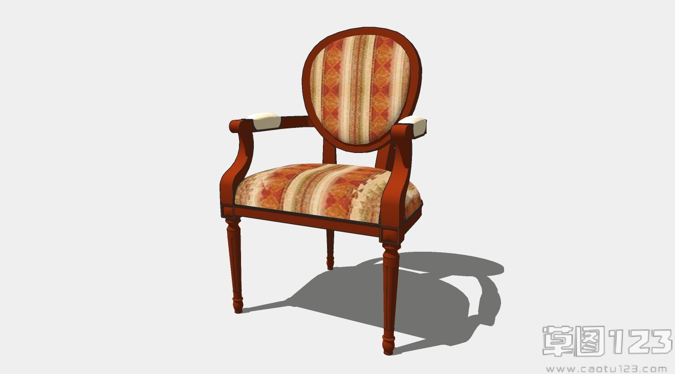 美式彩色条纹单人椅su模型1.jpg(1)