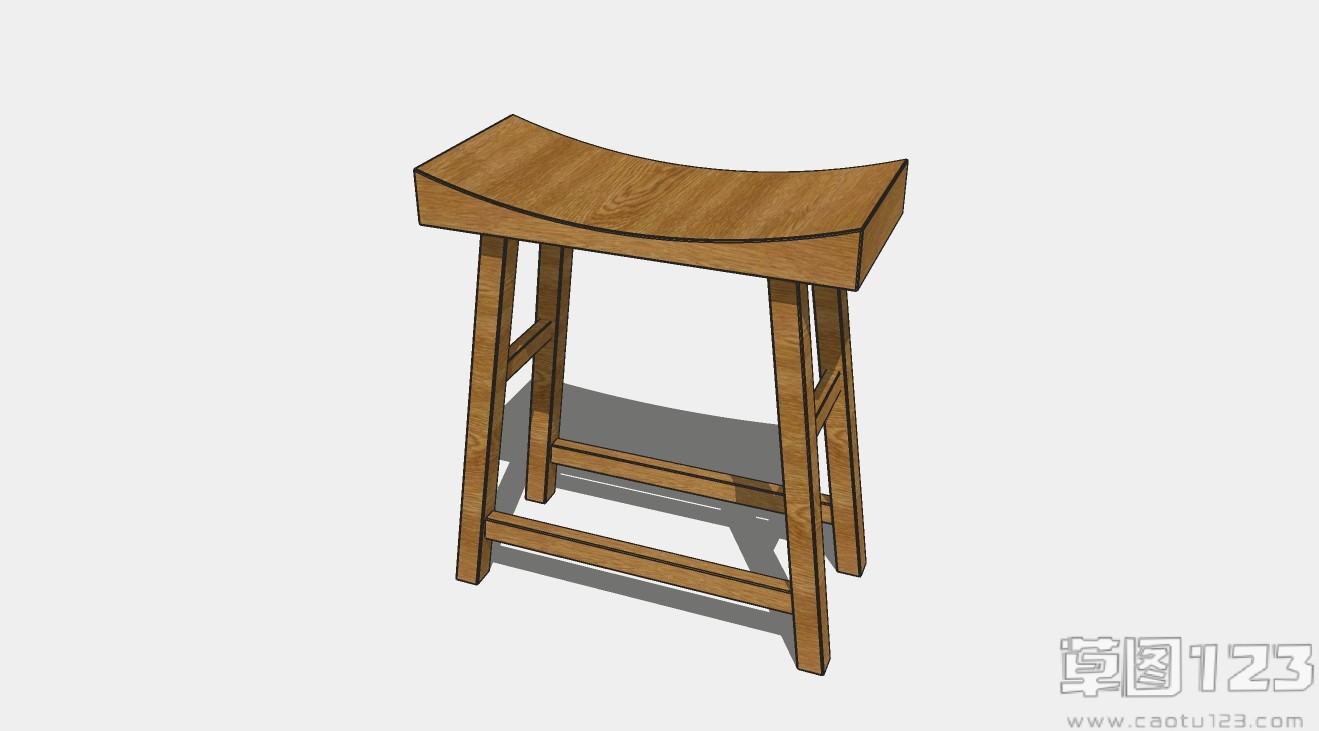 中式单人木凳su模型1.jpg(1)