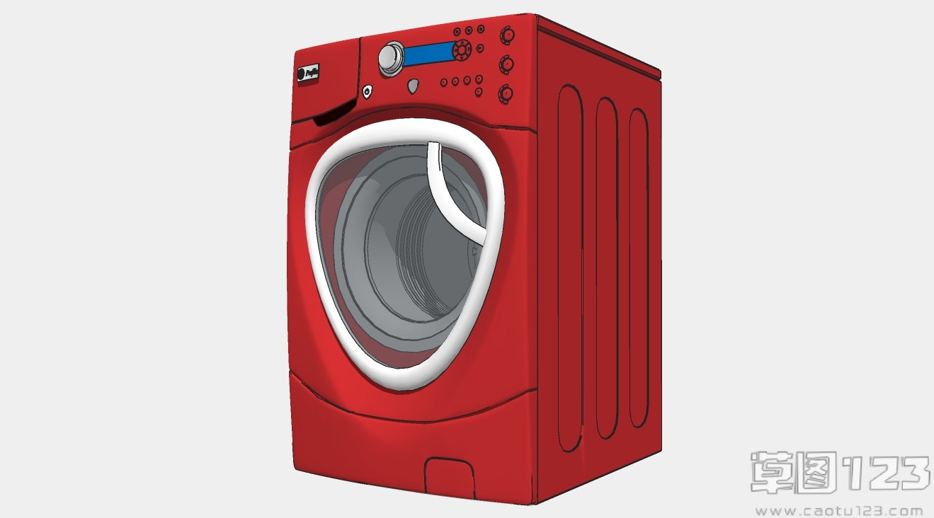 红色滚筒洗衣机su模型1.jpg(1)