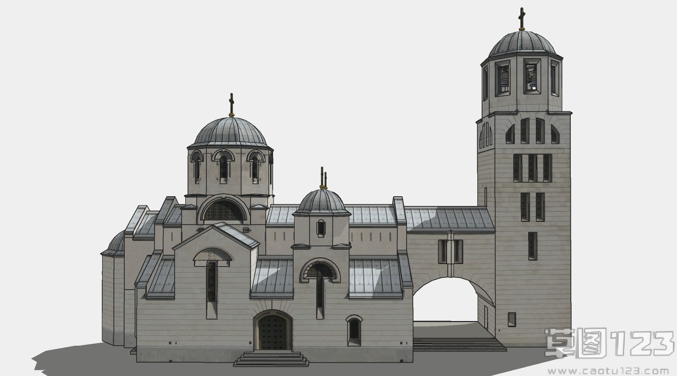 欧式教堂城堡外观su模型3.jpg(3)