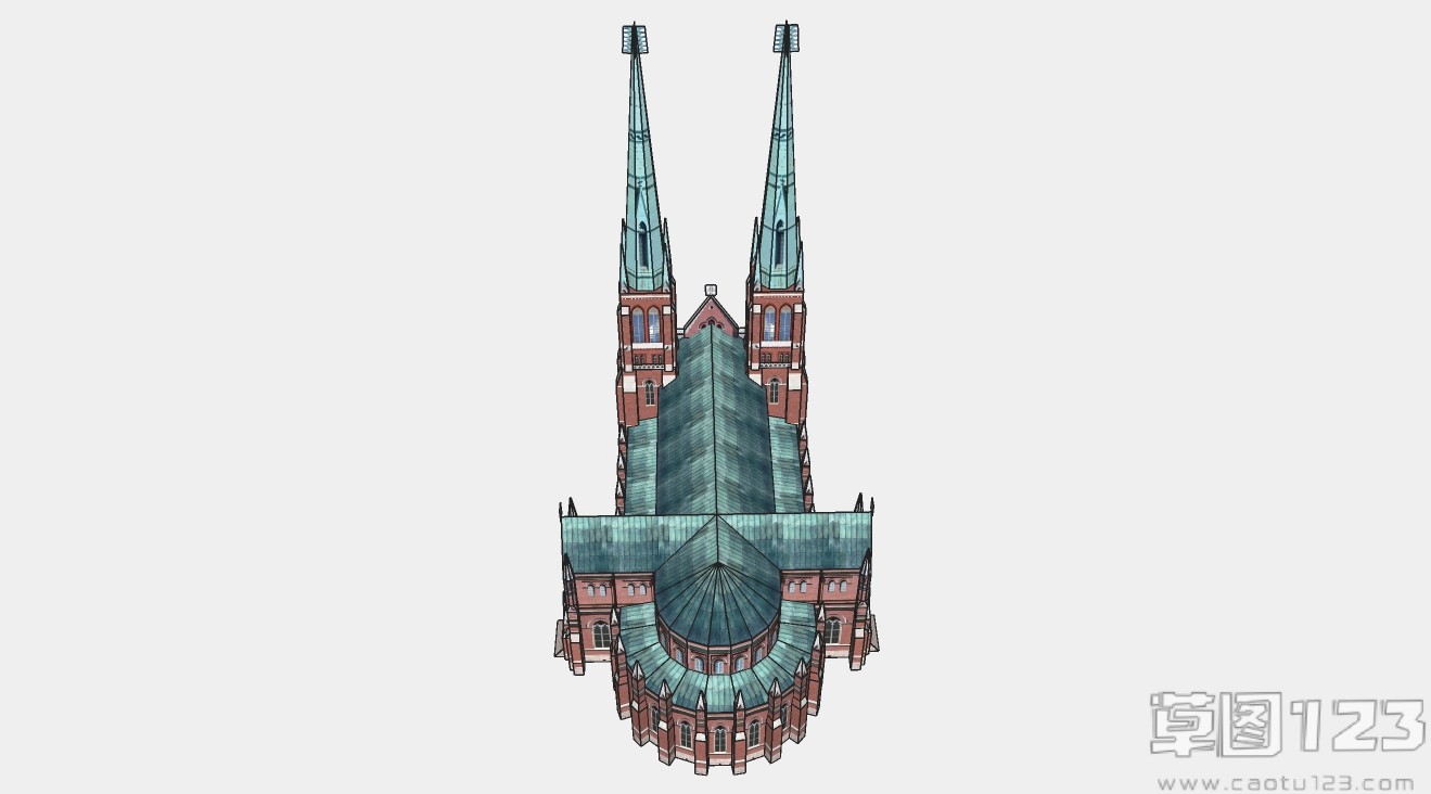 圣约瑟夫天主教堂外观城堡su模型3.jpg(3)