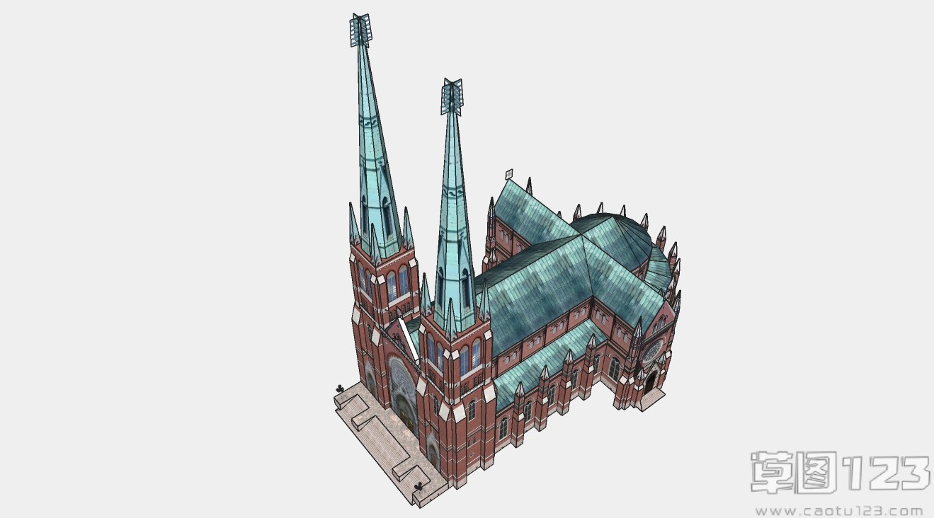 圣约瑟夫天主教堂外观城堡su模型2.jpg(2)