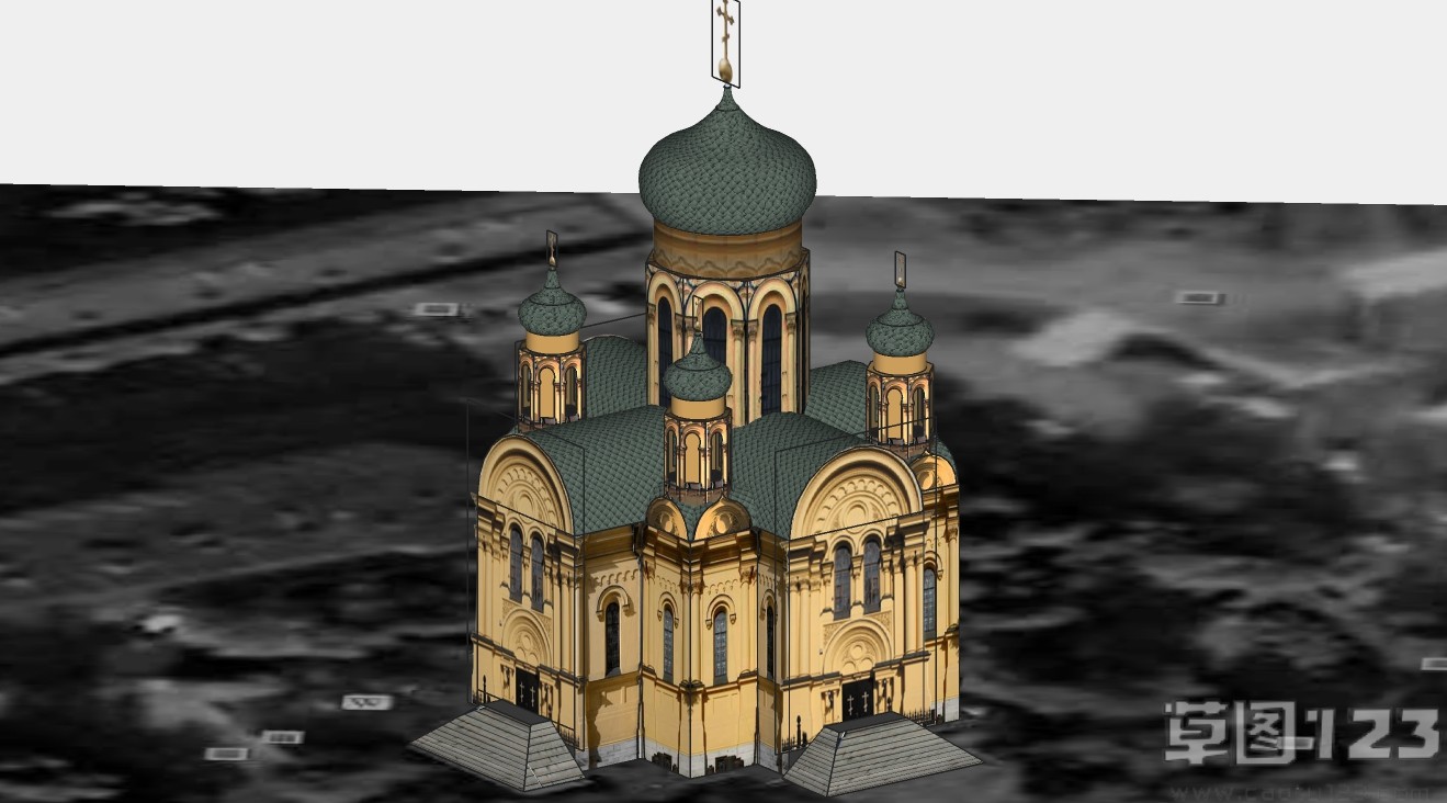 城堡教堂古建筑su模型2.jpg(2)