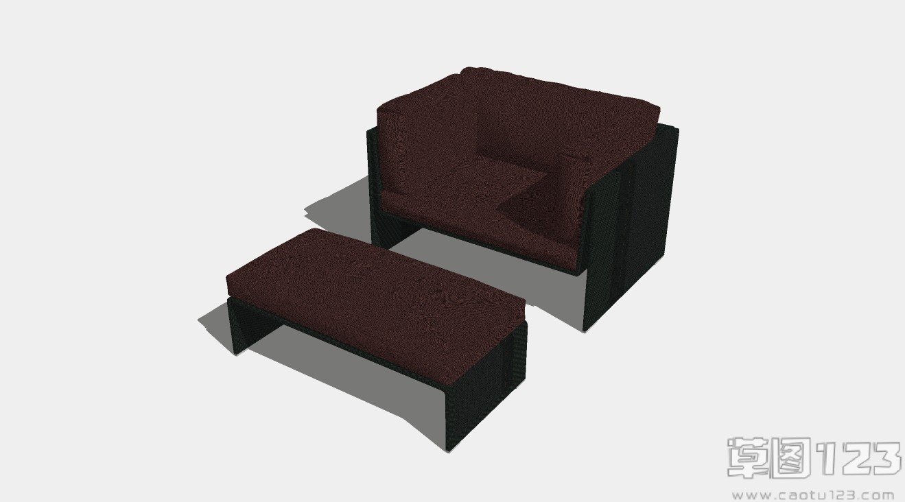 带脚蹬可伸腿懒人沙发组合su模型1.jpg(1)
