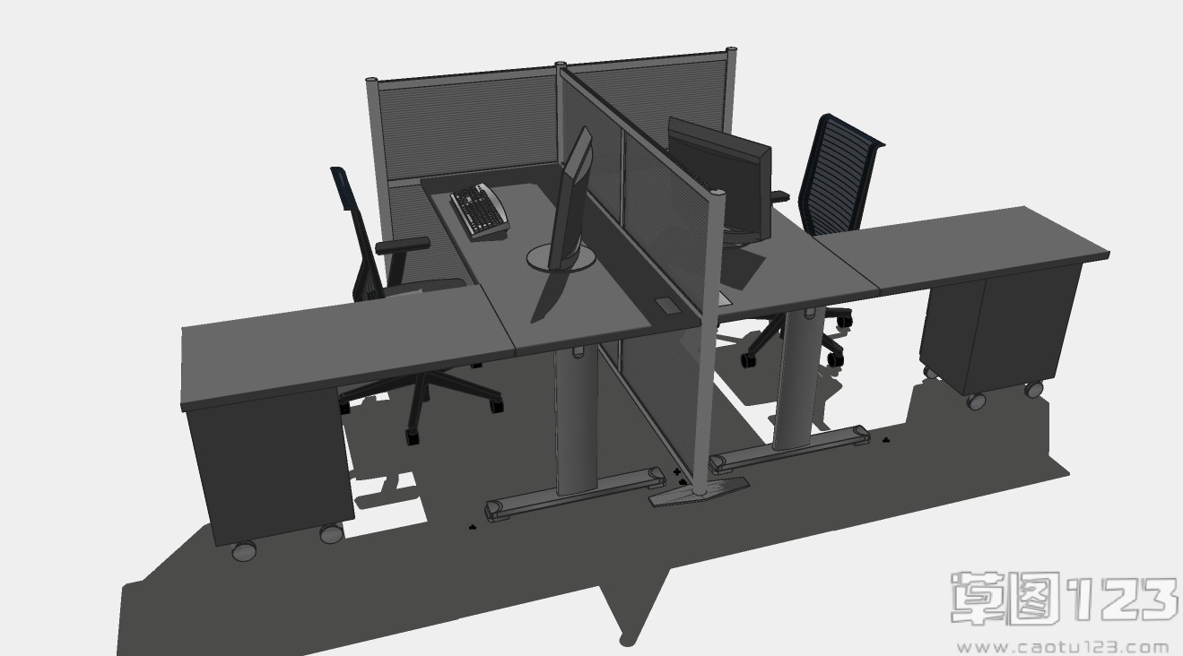 现代卡位办公桌su模型4.jpg(4)