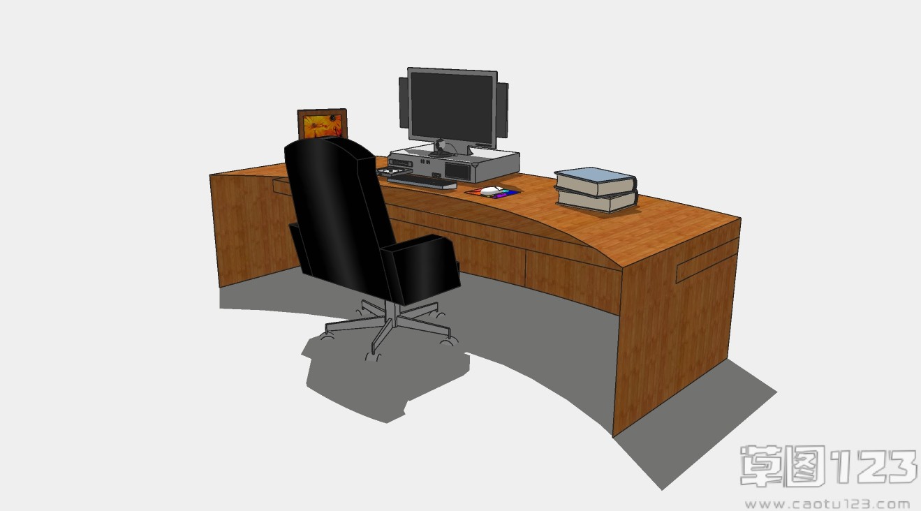 现代经理单人办公桌椅组合su模型1.jpg(1)