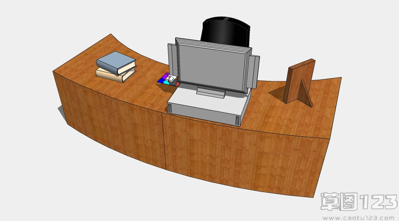 现代经理单人办公桌椅组合su模型2.jpg(2)
