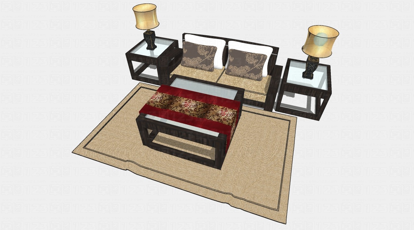 新中式沙发组合套装设计su模型1.jpg(1)