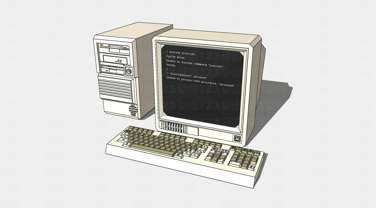 老式机房电脑台式机su模型1.jpg(1)