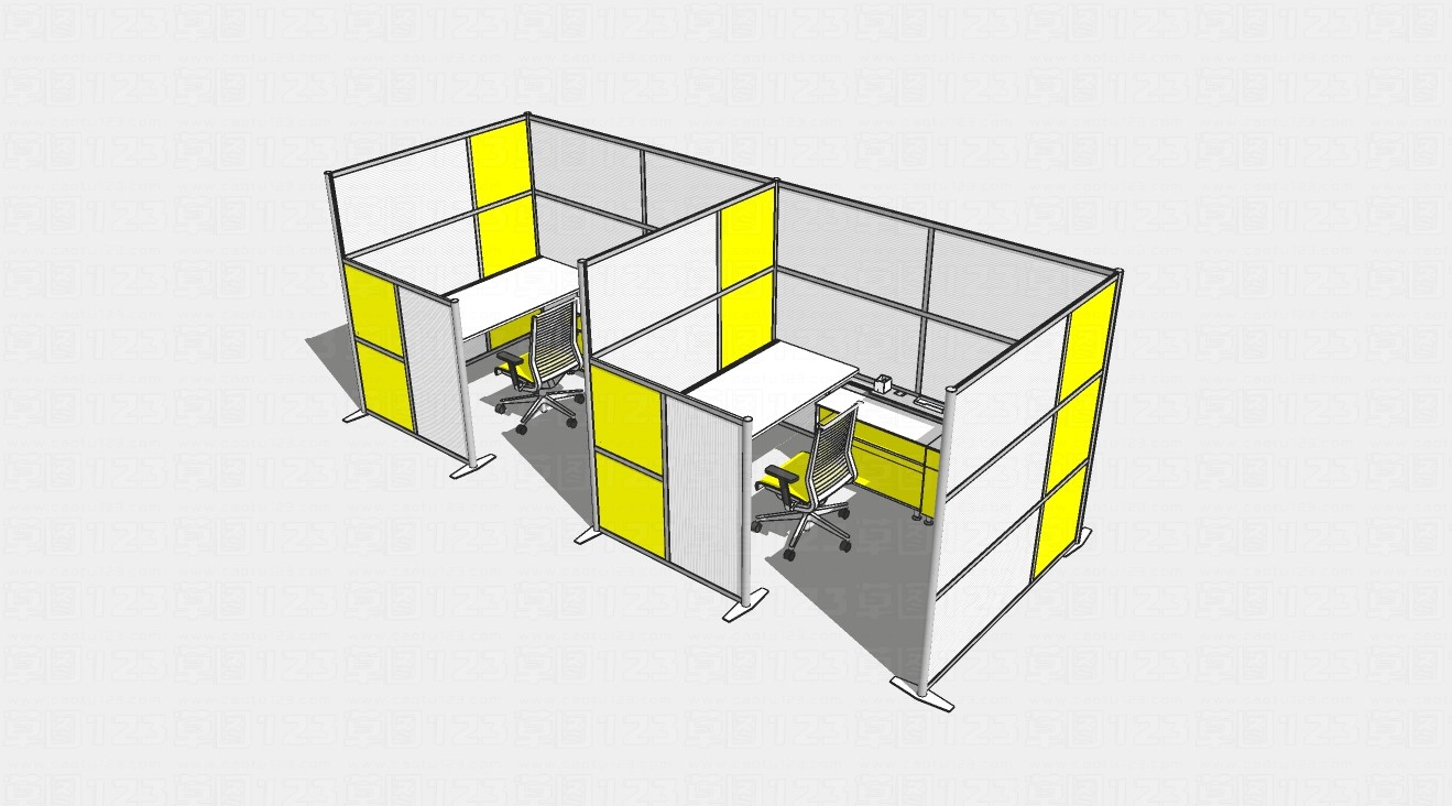 现代卡座隔断办公桌椅组合su模型1.jpg(1)