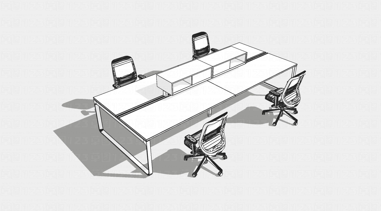 现代工装小型会议桌椅组合su模型1.jpg(1)