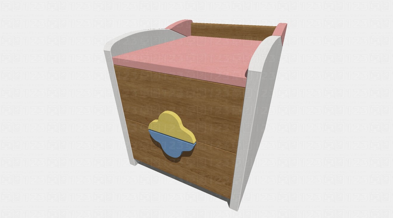 儿童房卡通图案床头柜su模型1.jpg(1)
