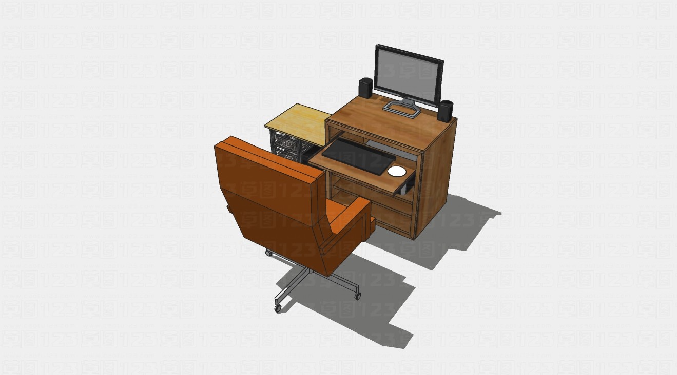多功能电脑桌椅组合su模型1.jpg(1)