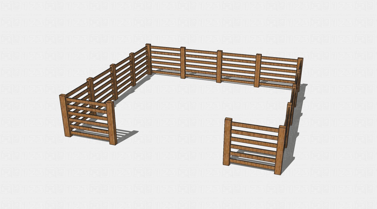 木制围栏围挡su模型1.jpg(1)