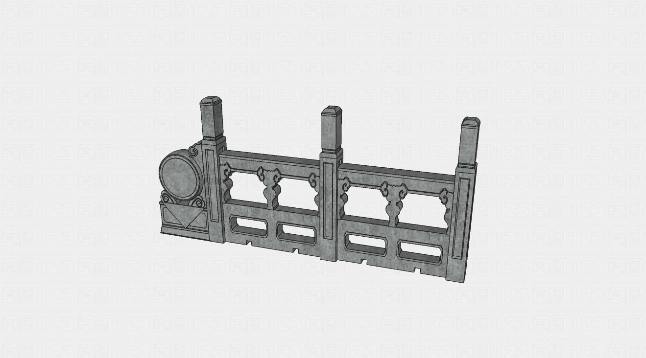 中式石材护栏围栏su模型1.jpg(1)