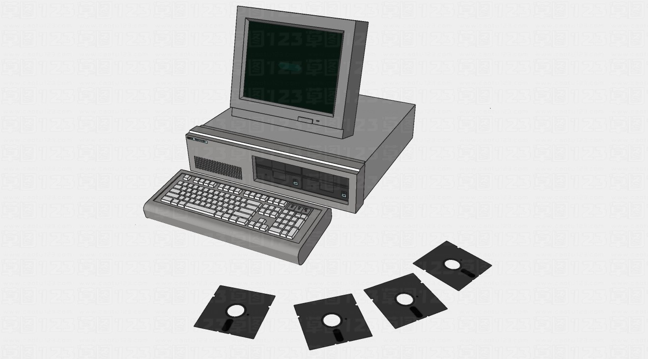 复古老式台式磁盘电脑su模型1.jpg(1)