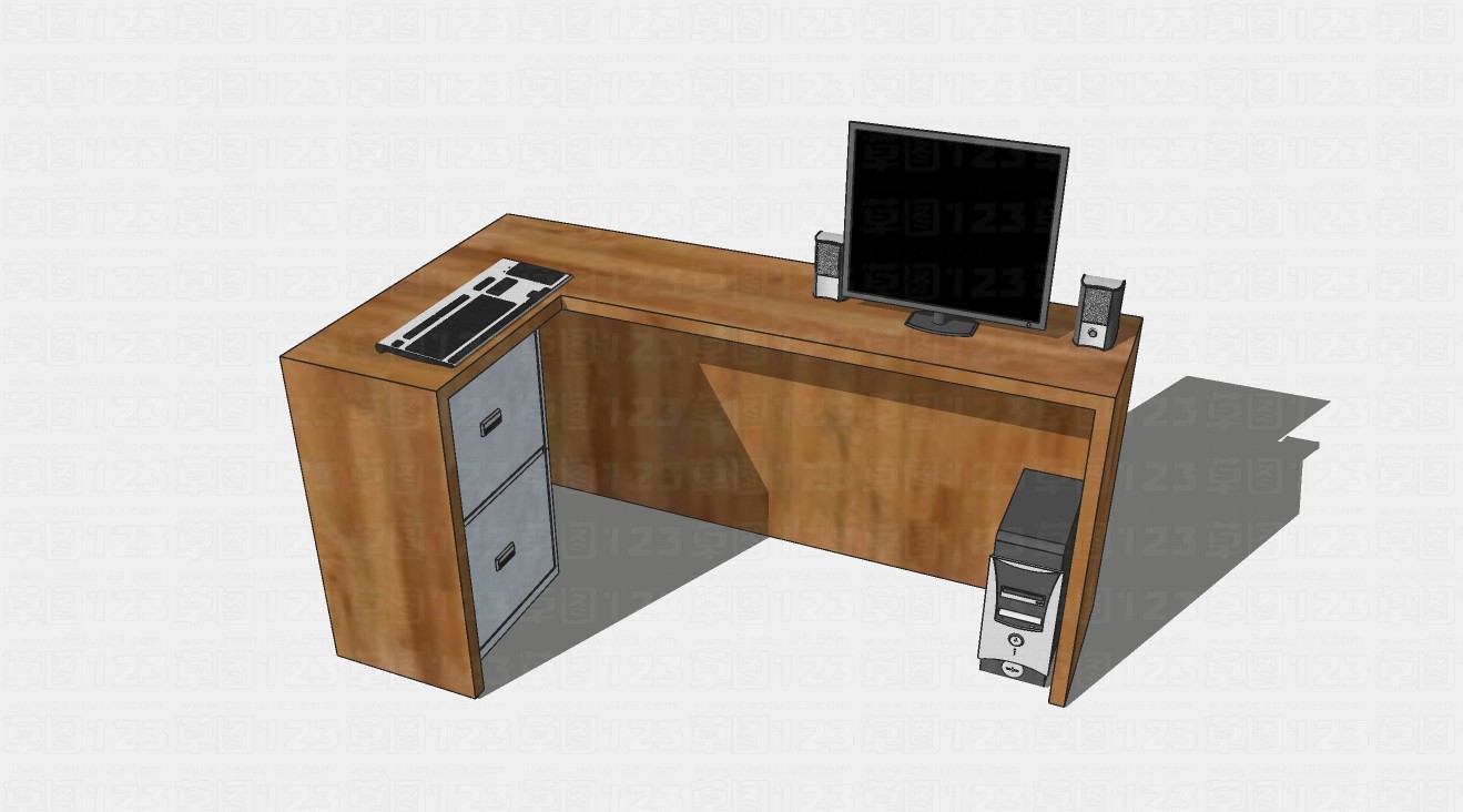办公L型电脑桌su模型1.jpg(1)