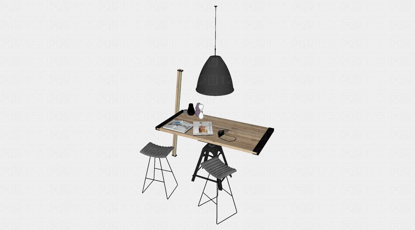 现代餐桌餐椅组合su模型1.jpg(1)