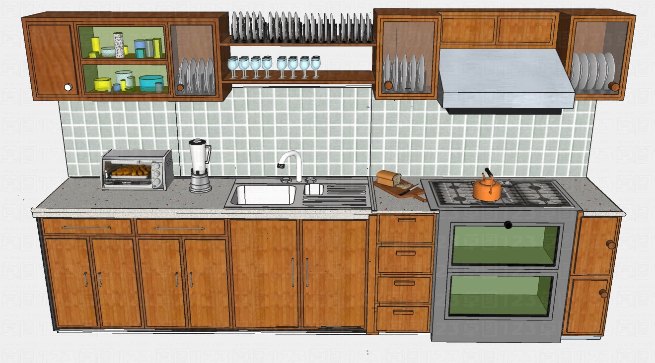 家用厨房橱柜整体方案su模型1.jpg(1)
