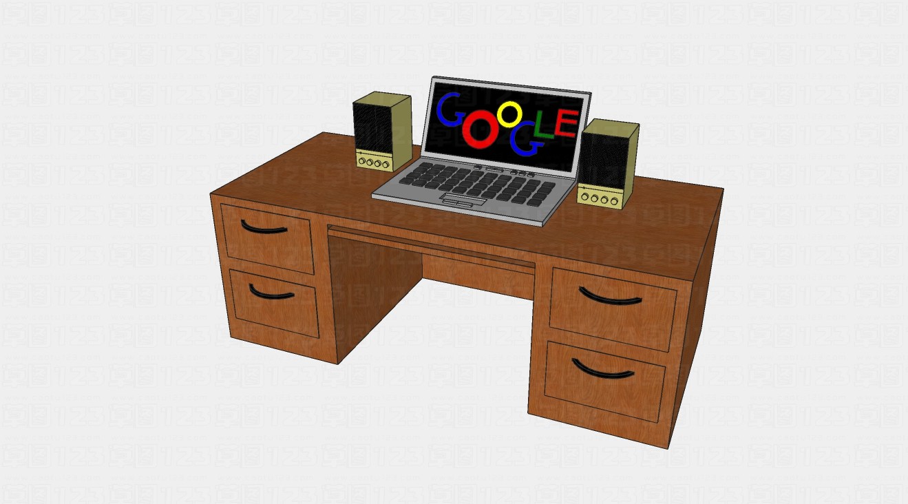 现代电脑桌办公桌su模型1.jpg(1)