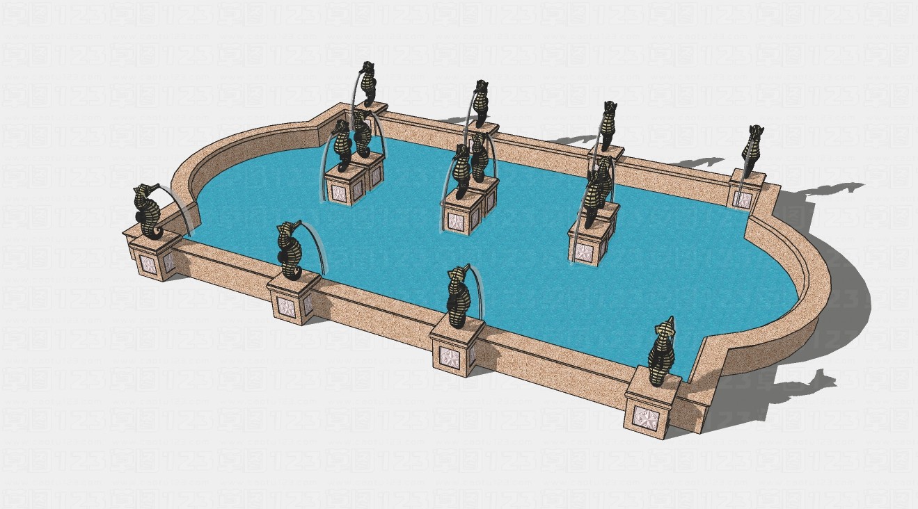 欧式水池喷泉景观设计su模型1.jpg(1)