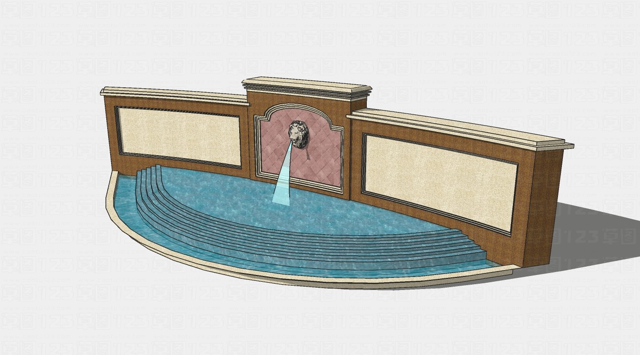 欧式水池喷泉风景墙su模型1.jpg(1)