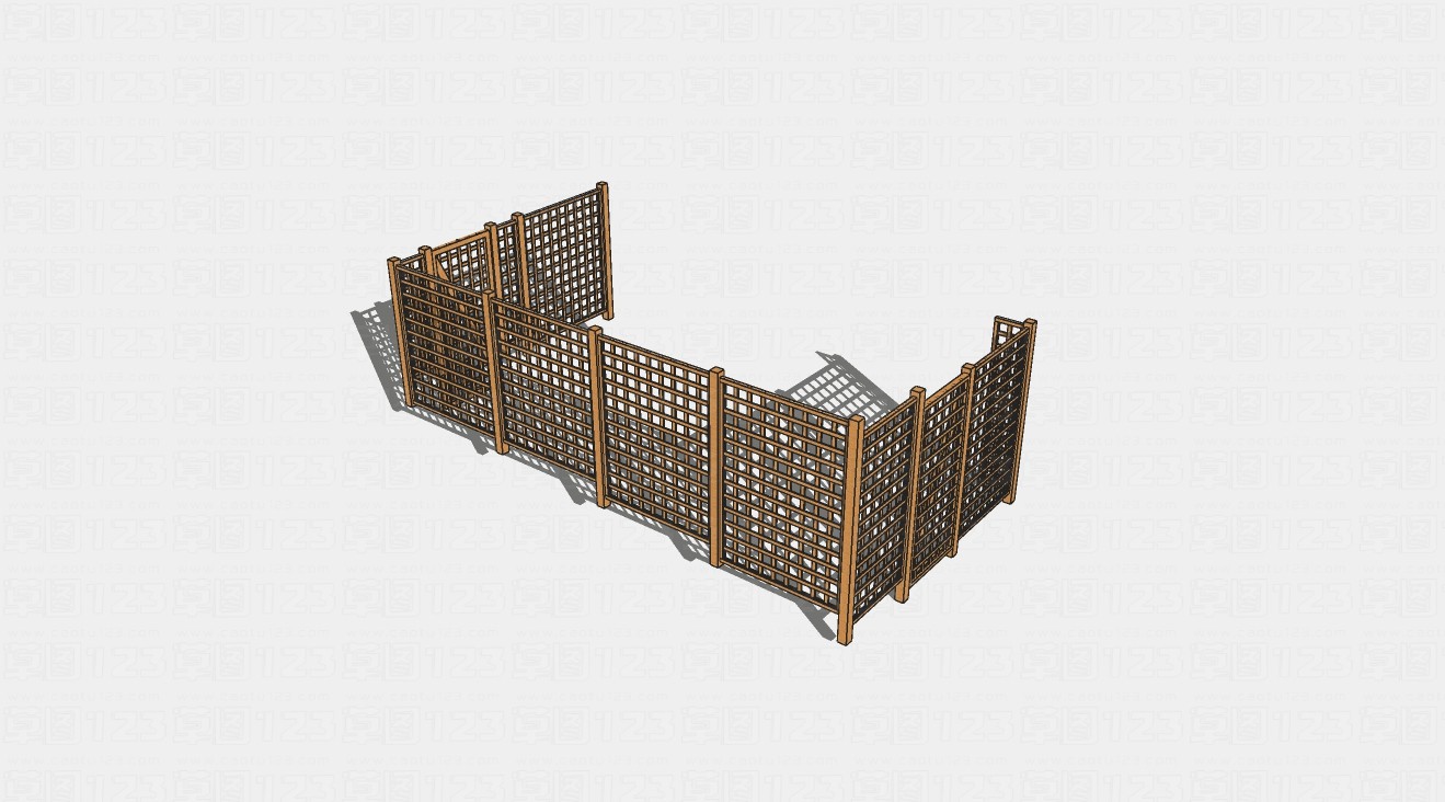 木制方孔栅栏围栏su模型1.jpg(1)