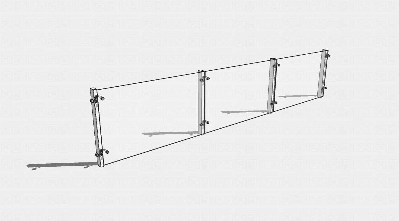 商用半高玻璃围栏su模型1.jpg(1)