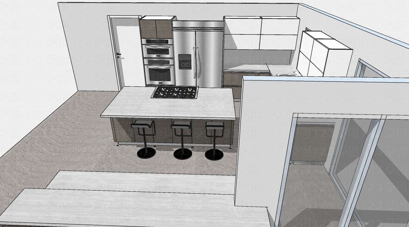 开放式厨房橱柜整体设计方案su模型4.jpg(2)