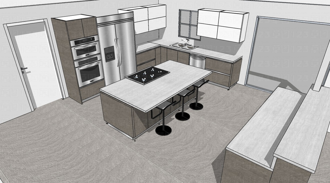 开放式厨房橱柜整体设计方案su模型1.jpg(1)