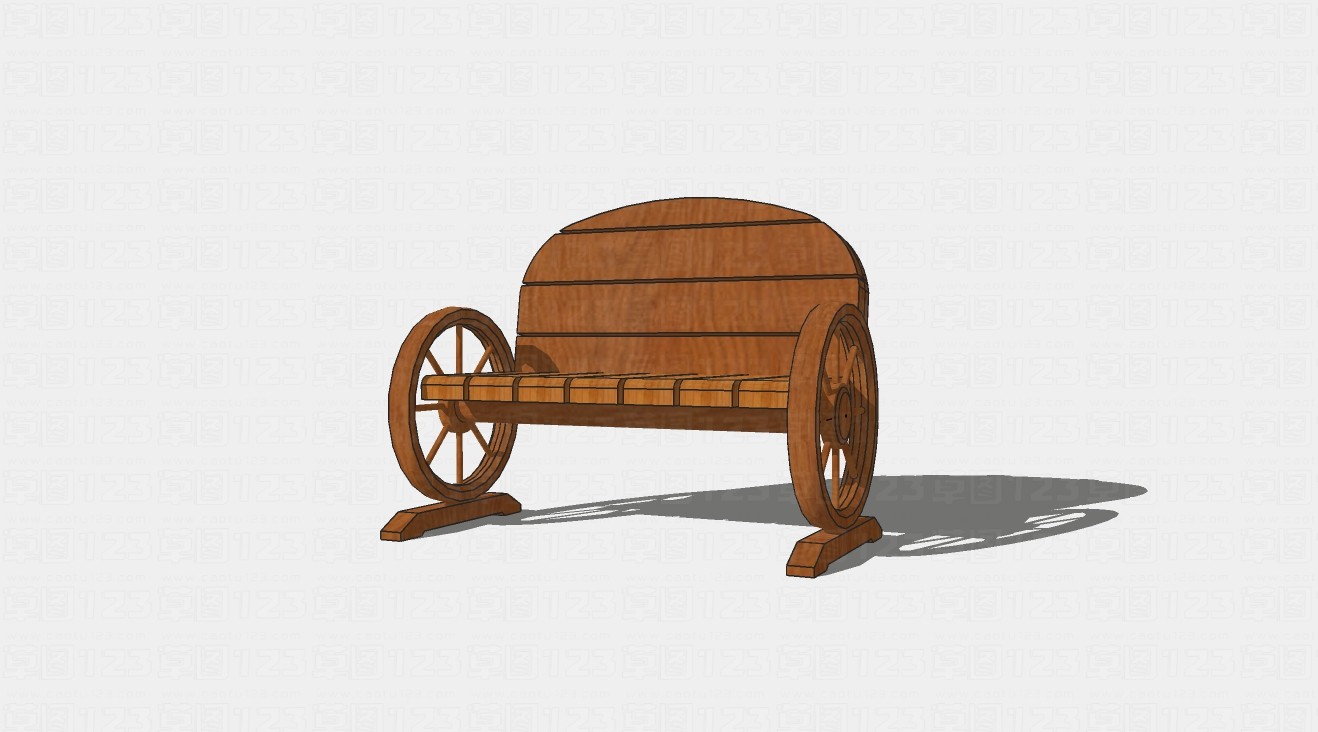 中式实木古代战车式双人座椅su模型1.jpg(1)