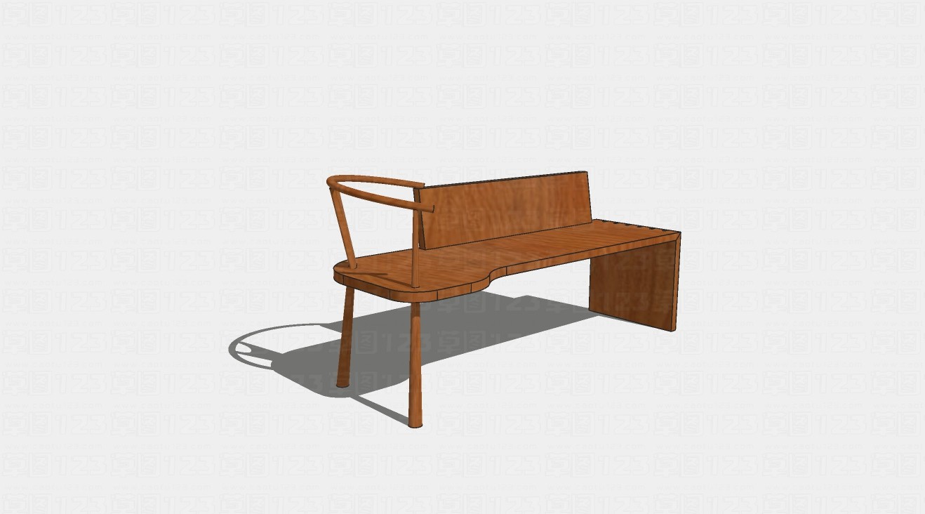 中式多人实木座椅su模型1.jpg(1)