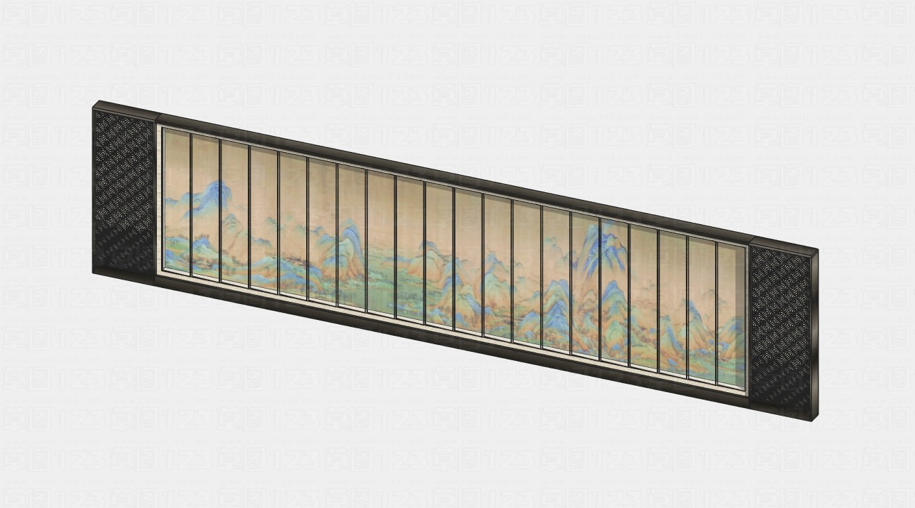 中式山水背景墙景观墙su模型1.jpg(1)